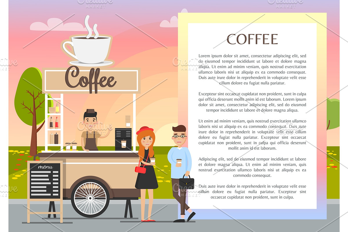 Coffee Shop Banner, Colorful Vector in Illustrations - product preview 8