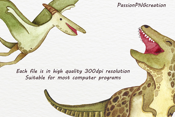 Watercolor Dinosaurs Clipart in Illustrations - product preview 1