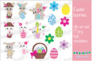Easter bunnies - clip art set