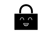 Smiling padlock glyph icon