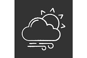 Partly cloudy and windy chalk icon