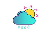 Rain with sun color icon