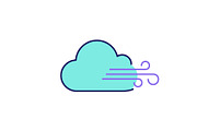 Cloudy windy weather color icon