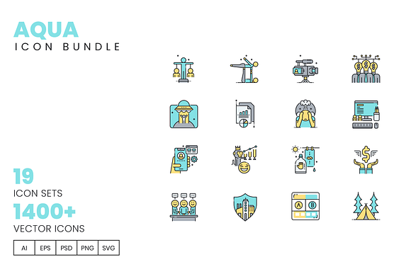 1400+ Icons - Aqua Vector Bundle in Contact Icons - product preview 19