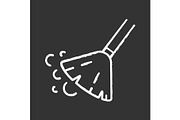 Sweeping broom chalk icon