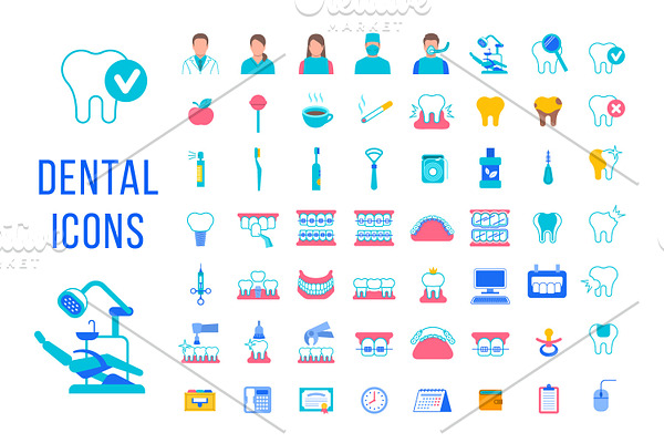 Dental Clinic Services Flat Icons