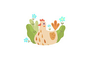 Cute Nesting Hen, Symbol of Spring