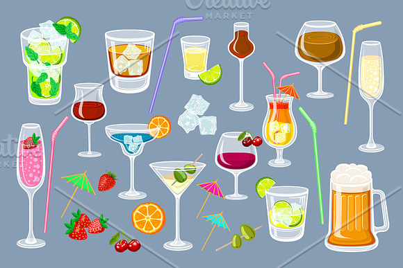 set cocktails Vector menu party in Graphics - product preview 1