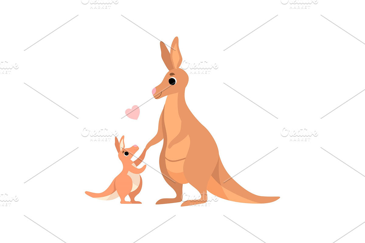 Mother Kangaroo with Its Baby, Cute in Illustrations - product preview 8
