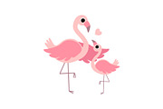 Beautiful Mother Flamingo and Its