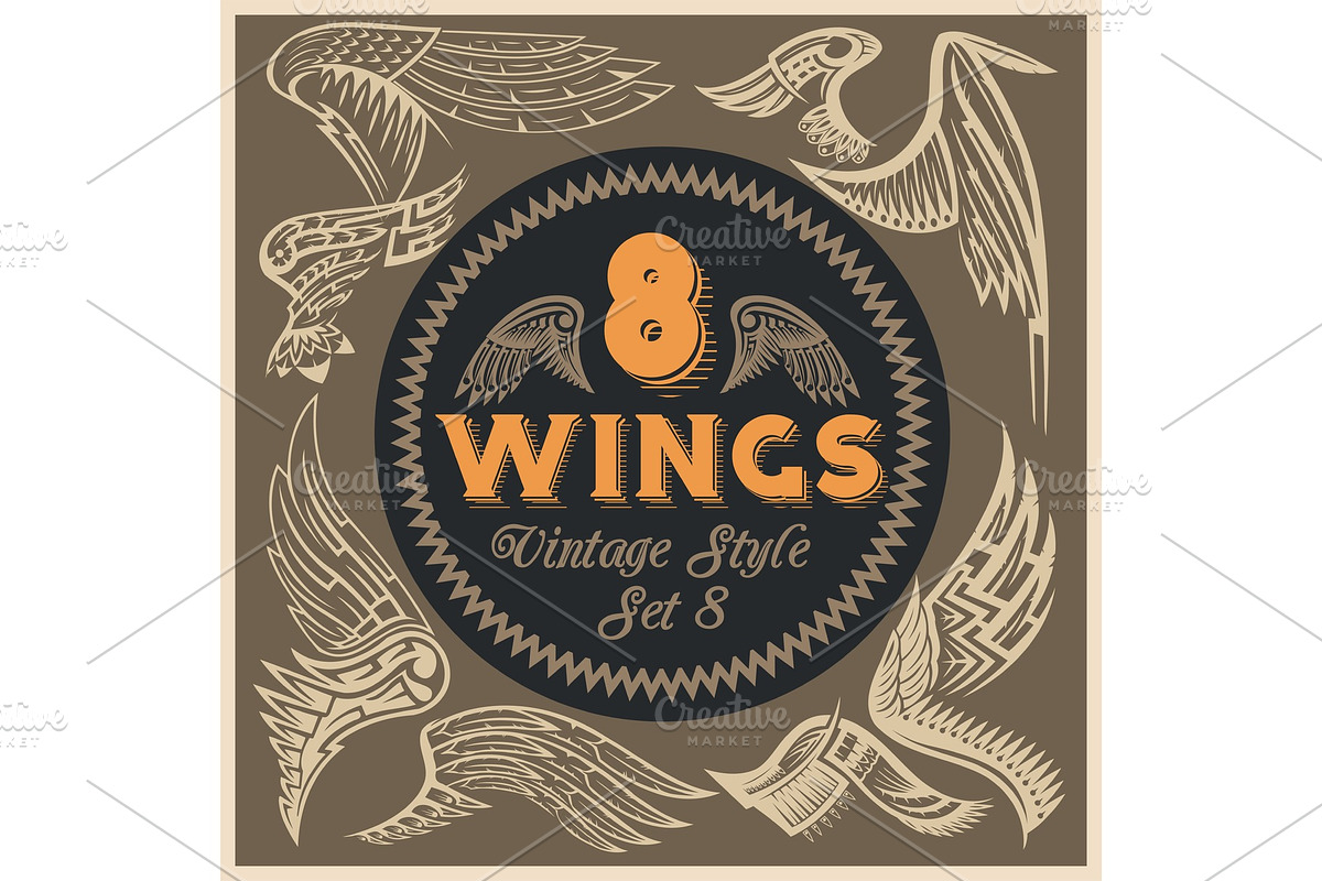 Vector Wings Set. Vinyl-ready in Illustrations - product preview 8