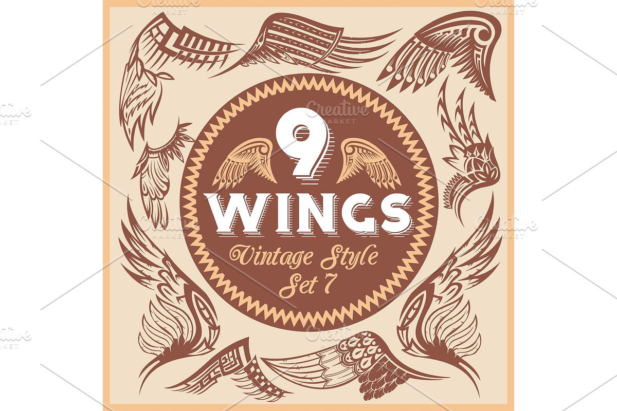 Vector Wings Set. Vinyl-ready in Illustrations - product preview 8