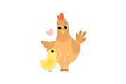 Hen Mother and Its hicken, Cute
