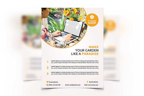 6 Flowers Shop Flyers in Flyer Templates - product preview 1