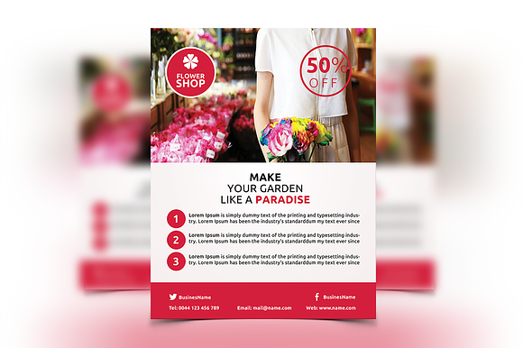 6 Flowers Shop Flyers in Flyer Templates - product preview 2