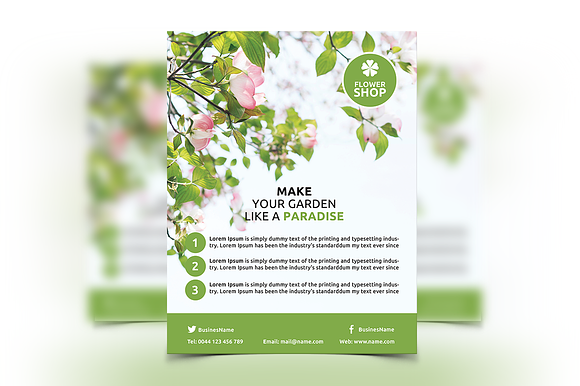6 Flowers Shop Flyers in Flyer Templates - product preview 3