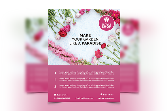 6 Flowers Shop Flyers in Flyer Templates - product preview 4