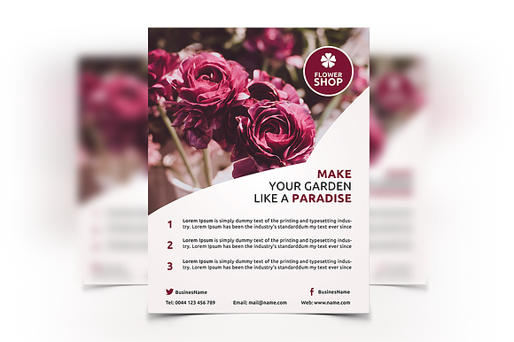 6 Flowers Shop Flyers in Flyer Templates - product preview 5