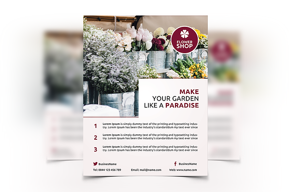 6 Flowers Shop Flyers in Flyer Templates - product preview 6