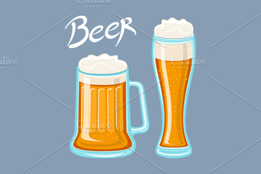 Vector image of mugs of beer glass. 