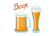 Vector image of mugs of beer glass. 