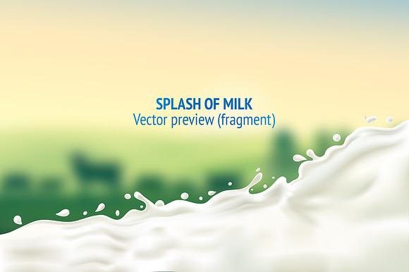 Rural landscape with splash milk in Illustrations - product preview 2