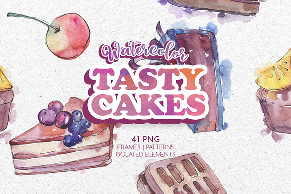 Tasty cakes Watercolor png