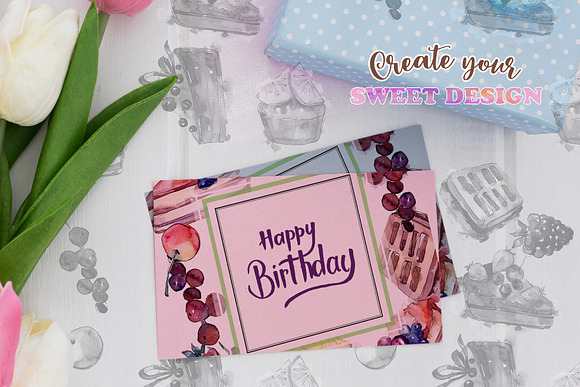 Tasty cakes Watercolor png in Illustrations - product preview 2