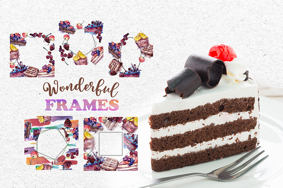 Tasty cakes Watercolor png in Illustrations - product preview 5