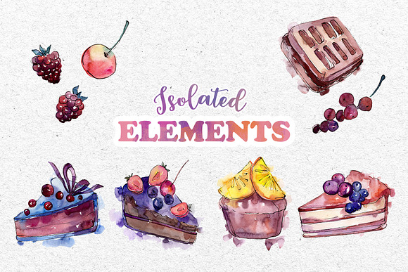 Tasty cakes Watercolor png in Illustrations - product preview 7