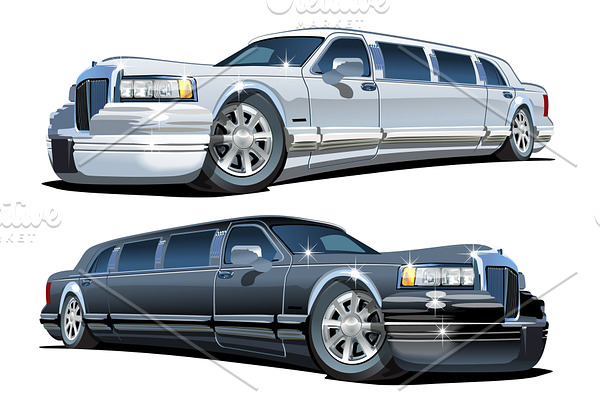 Vector Cartoon limousines set