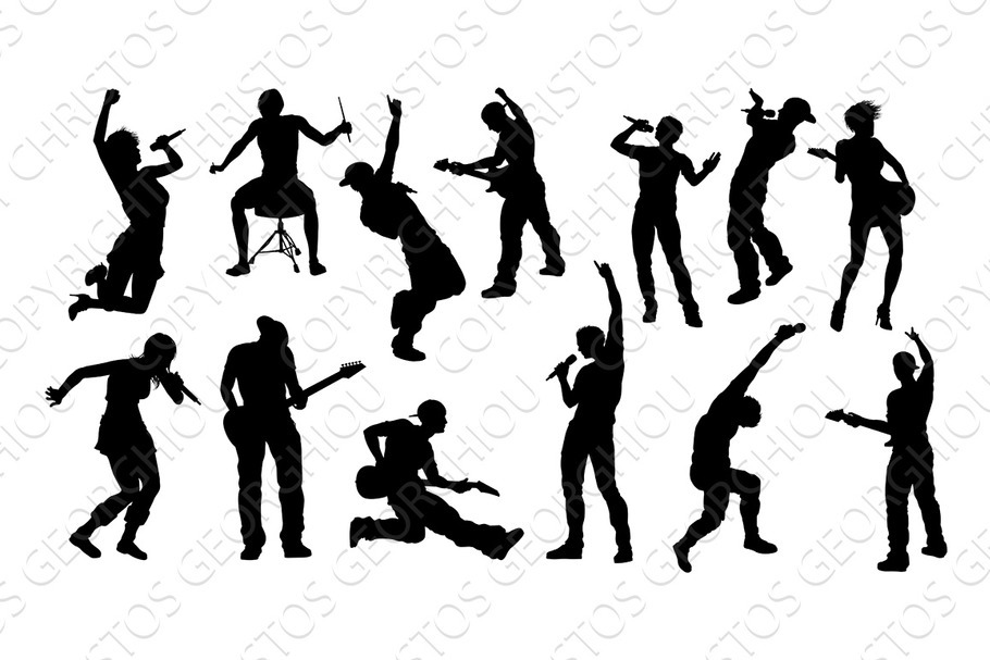 Silhouettes Rock or Pop Band in Illustrations - product preview 8