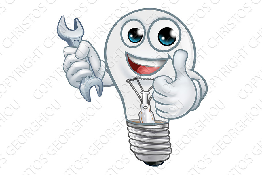 Light Bulb Cartoon Character in Illustrations - product preview 8
