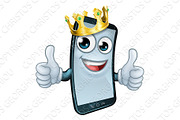Mobile Phone King Crown Thumbs Up