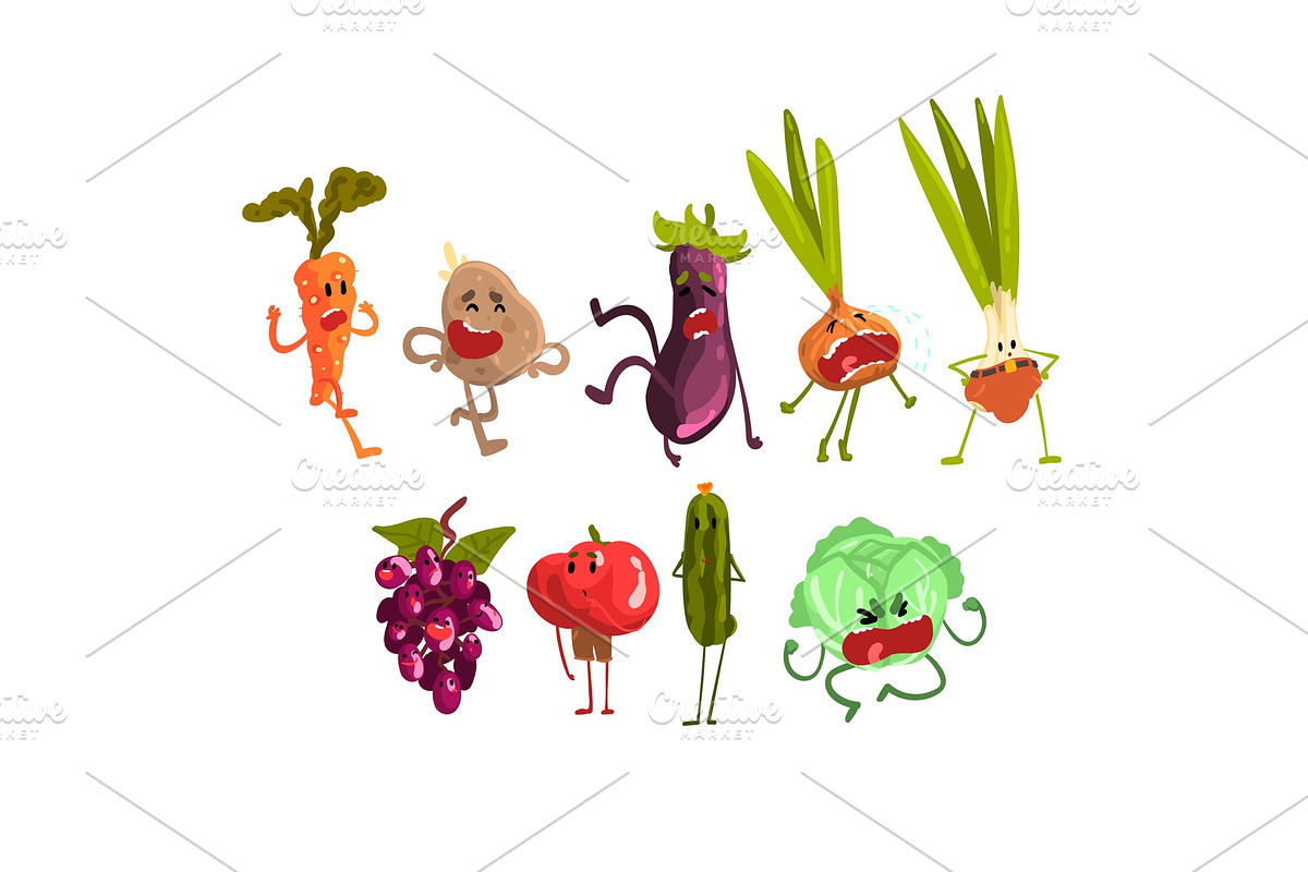 Cute artoon Fruit and Vegetables in Illustrations - product preview 8