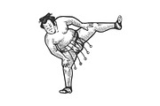 Sumo wrestler sketch engraving