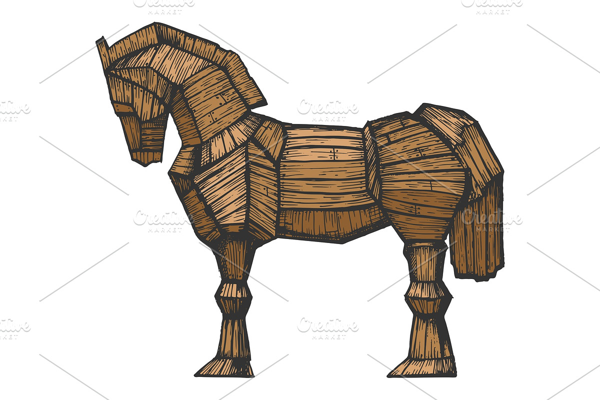 Trojan horse color sketch vector in Illustrations - product preview 8