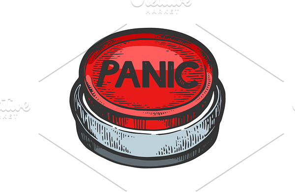 Panic button color sketch vector