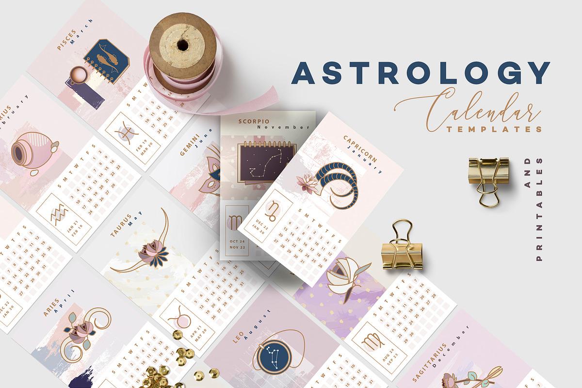 Astrology Calendar Templates in Stationery Templates - product preview 8
