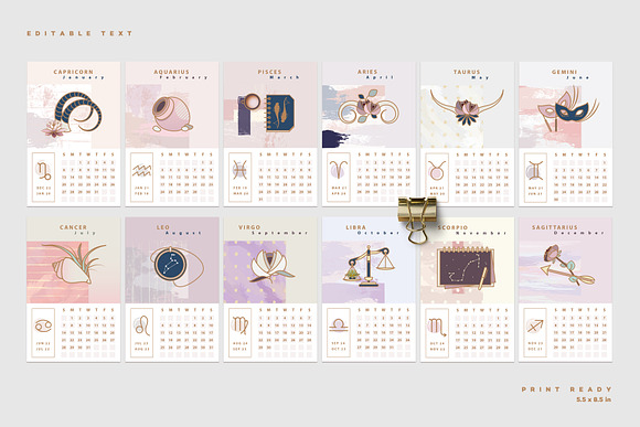 Astrology Calendar Templates in Stationery Templates - product preview 1