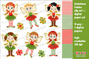 Christmas fairies - clip art set