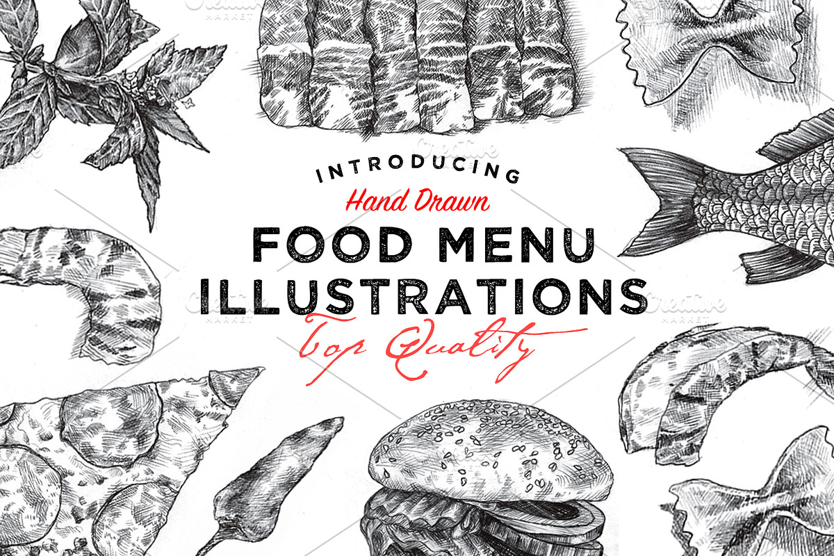 Detailed Food Drawing Bundle #1 in Illustrations - product preview 8