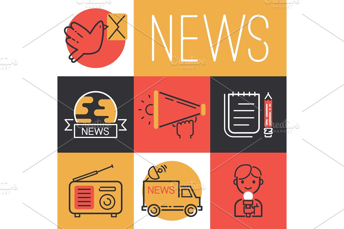 News icons vector journalist man in Illustrations - product preview 8