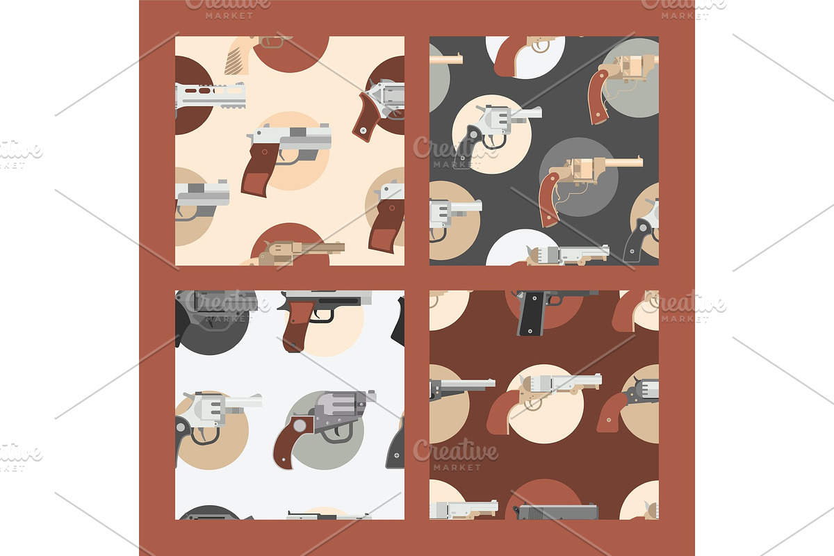 Pistols vector seamless pattern in Illustrations - product preview 8