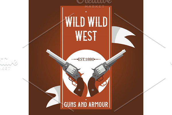 Pistols vector western gun cowboys