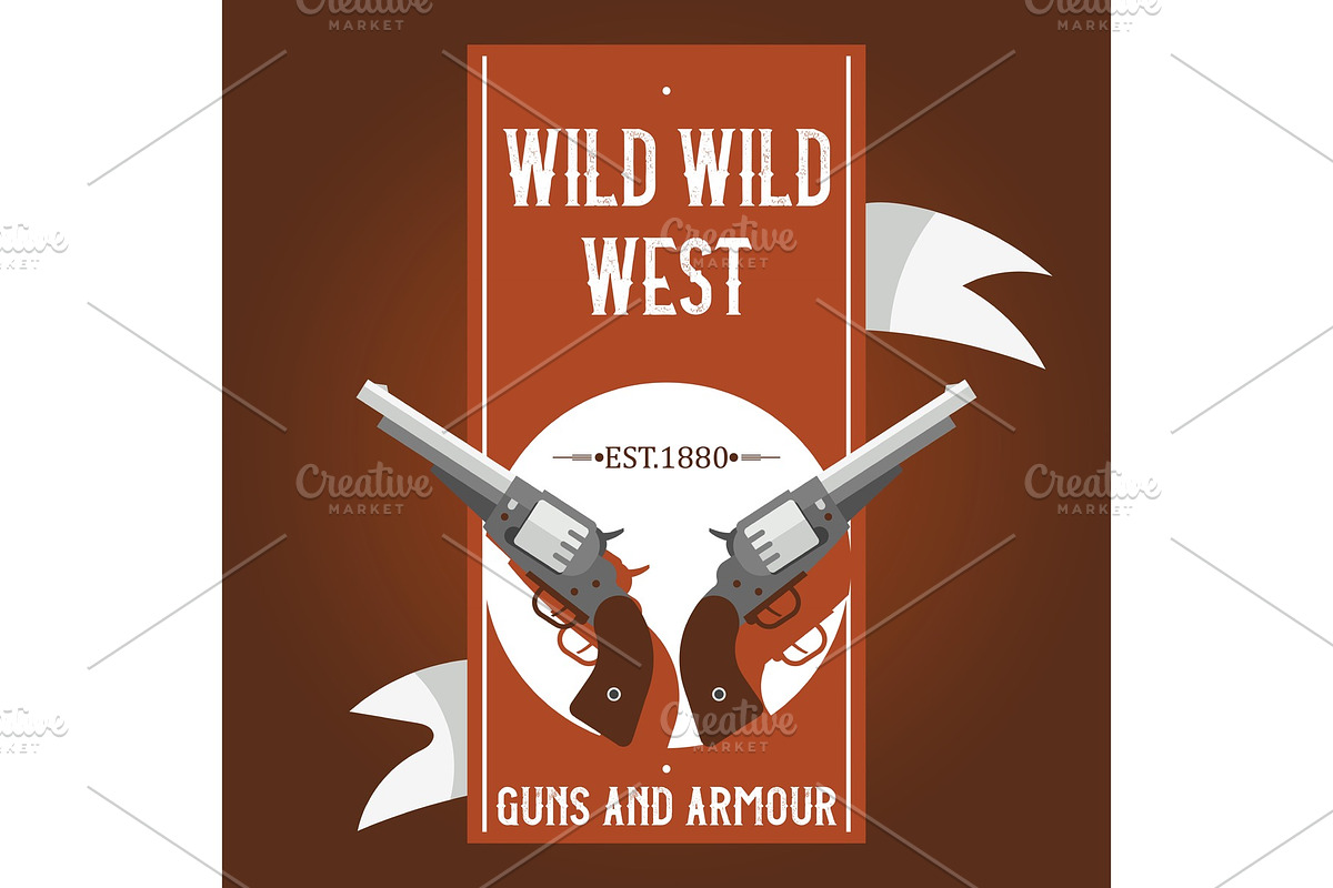 Pistols vector western gun cowboys in Illustrations - product preview 8