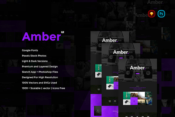 Amber UI Kit in UI Kits and Libraries - product preview 2