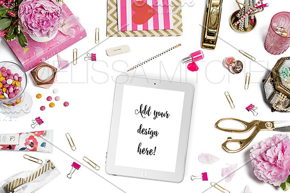 Pink Chevron Styled Desk Mockup #31 in Mobile & Web Mockups - product preview 2