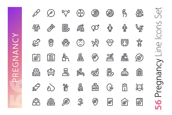 Pregnancy Line Icons Set in Icons - product preview 1