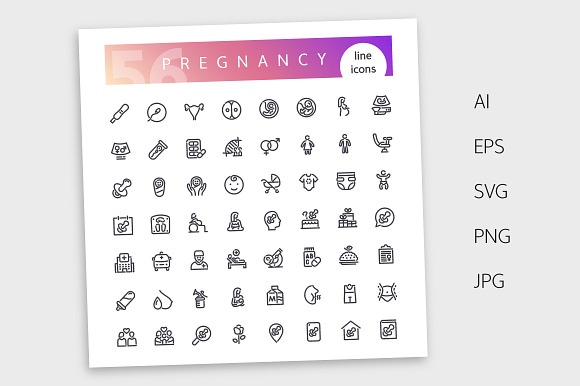 Pregnancy Line Icons Set in Icons - product preview 3